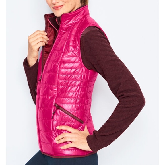 Talbots Vest Size XS Petite Pink Shiny Quilted Full Zip - Picture 13 of 13